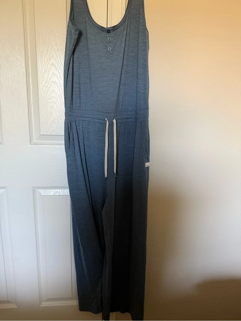 Vuori Sleeveless Gray Tank Jumpsuit with Drawstring